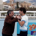 Jordi Évole y Eduardo Casanova, hoy en la presentación de "Sidosa" en el Festival de Málaga