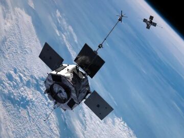 Van Allen Probe A y Van Allen Probe B en &oacute;rbita tras su lanzamiento en 2012. 