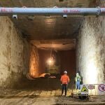 Trabajos en los t&uacute;neles de la L&iacute;nea 3 Norte del Metro, en Pino Montano, tras la finalizaci&oacute;n de las pantallas.
