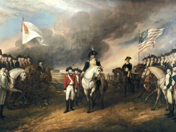 &laquo;La rendici&oacute;n de Lord Cornwallis en Yorktown&raquo;, pintada por John Trumbull, en 1781