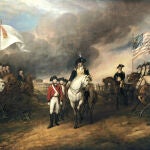 &laquo;La rendici&oacute;n de Lord Cornwallis en Yorktown&raquo;, pintada por John Trumbull, en 1781