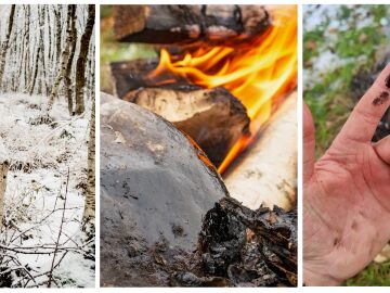 Im&aacute;genes del proceso de producci&oacute;n de brea de abedul que han seguido los investigadores