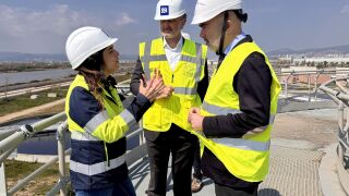 El l&iacute;der del PP en Barcelona, Dani Sirera, visita la depuradora del Baix Llobregat, en El Prat de Llobregat