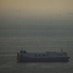 Cargo ships sail in the Arabian Gulf towards Strait of Hormuz in United Arab Emirates, Thursday, March 19, 2026. (AP Photo)