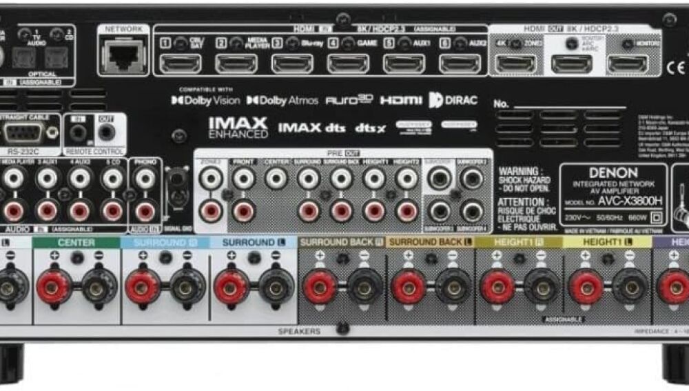 La parte trasera del Denon AVC-X3800H esconde múltiples puertos