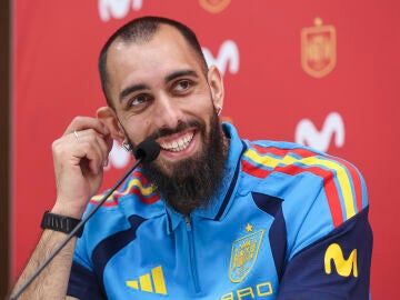 Borja Iglesias attends a press conference due to the sponsorship agreement between the Spain national soccer team and Movistar ahead of the International Friendly match against Serbia, at Ciudad del Futbol on March 25, 2026, in Las Rozas, Madrid, Spain. AFP7 25/03/2026 ONLY FOR USE IN SPAIN