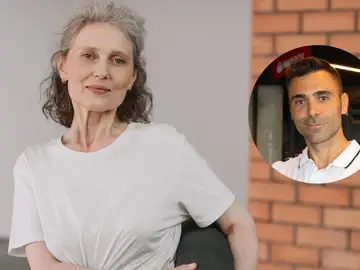 Imagen de archivo de una mujer mal envejecida junto a Jose Ruiz, divulgador de salud Imagen de archivo de una mujer mal envejecida junto a Jose Ruiz, divulgador de salud