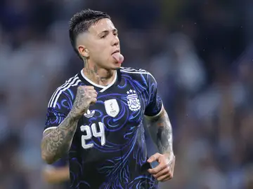 Amistoso Mundial 2026: Argentina - Mauritania AMDEP2605. BUENOS AIRES (ARGENTINA), 27/03/2026.- Enzo Fernández de Argentina celebra un gol este viernes, en un partido amistoso entre Argentina y Mauritania en el estadio La Bombonera, en Buenos Aires (Argentina). EFE/ Juan Ignacio Roncoroni