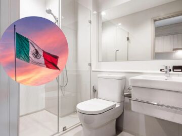 Imagen de archivo de un ba&ntilde;o y de la bandera de M&eacute;xico