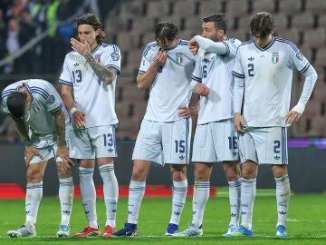 Los jugadores italianos, en la tanda de penaltis