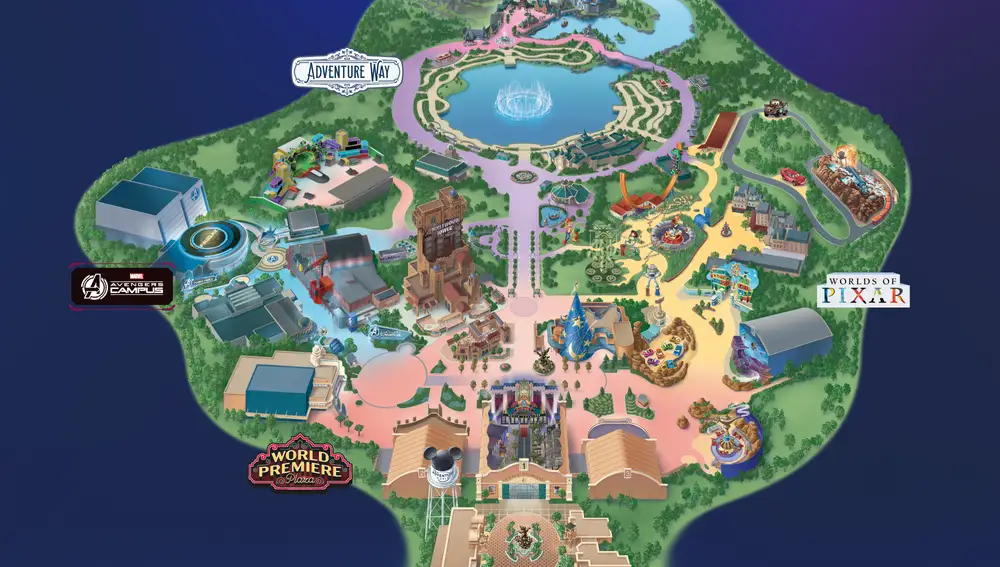 Nuevo mapa de Disney Adventure World, en Disneyland Paris