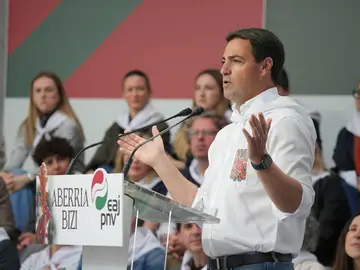 El lendakari, Imanol Pradales, interviene en el Aberri Eguna del PNV en Bilbao El lehendakari, Imanol Pradales, interviene en el Aberri Eguna del PNV en BilbaoH.BILBAO-EUROPA PRESS05/04/2026