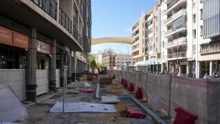 Obras del Tranvib&uacute;s en la calle Imagen de Sevilla