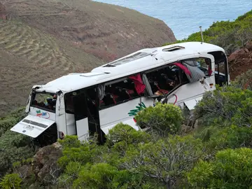 Un fallecido y 27 heridos al despeñarse una guagua turística en La Gomera SAN SEBASTIÁN DE LA GOMERA, 10/04/2026.- Un autobús turístico que transportaba a 28 personas se ha despeñado este viernes en La Gomera y como resultado del accidente ha fallecido un turista británico de 77 años, y el resto de ocupantes, incluido el conductor, han resultado heridos de distinta consideración. EFE/Alberto Valdés