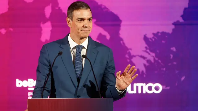 El presidente del Gobierno, Pedro Sánchez, durante su intervención en el 'European Pulse Forum'. El presidente del Gobierno, Pedro Sánchez, durante su intervención en el 'European Pulse Forum'.