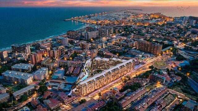 Imagen a&eacute;rea del futuro complejo "Magna", en Torremolinos, uno de los mayores proyectos inmobiliarios en curso en Espa&ntilde;a
