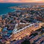 Imagen a&eacute;rea del futuro complejo "Magna", en Torremolinos, uno de los mayores proyectos inmobiliarios en curso en Espa&ntilde;a