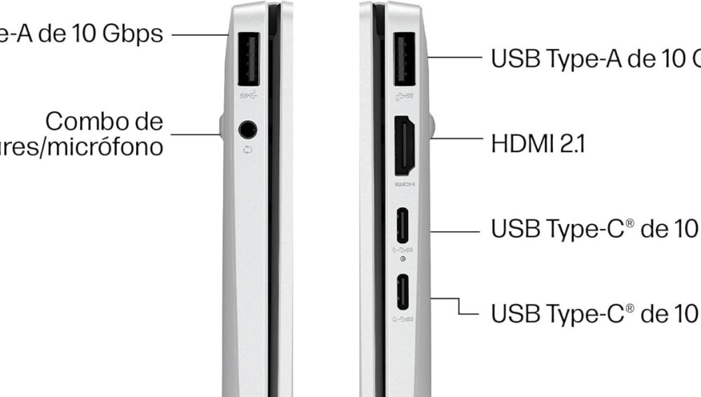 Los puertos del HP OmniBook 7 Aero son suficientes
