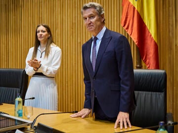 El presidente del Partido Popular, Alberto N&uacute;&ntilde;ez Feij&oacute;o, preside la reuni&oacute;n plenaria de los Grupos Parlamentarios del Partido Popular del Congreso y del Senado.&copy; Alberto R. Rold&aacute;n / Diario La Raz&oacute;n.14 04 2026