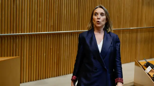 Feijóo reúne a sus grupos parlamentarios en el Congreso MADRID, 14/04/2026.- La diputada Cuca Gamarra a su llegada a la reunión organizada por el líder del PP, Alberto Núñez Feijóo, con sus parlamentarios para concretar la estrategia de la formación para las próximas semanas, este martes en el Congreso. EFE/Mariscal
