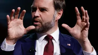 Vance Turning Point Vice President JD Vance speaks during a Turning Point USA event at Akins Ford Arena at the Classic Center in Athens, Ga., Tuesday, April 14, 2026. (Chip Somodevilla/Pool via AP)