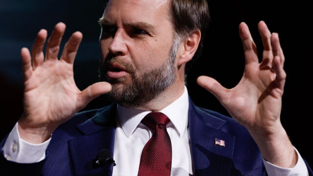 Vice President JD Vance speaks during a Turning Point USA event at Akins Ford Arena at the Classic Center in Athens, Ga., Tuesday, April 14, 2026. (Chip Somodevilla/Pool via AP)