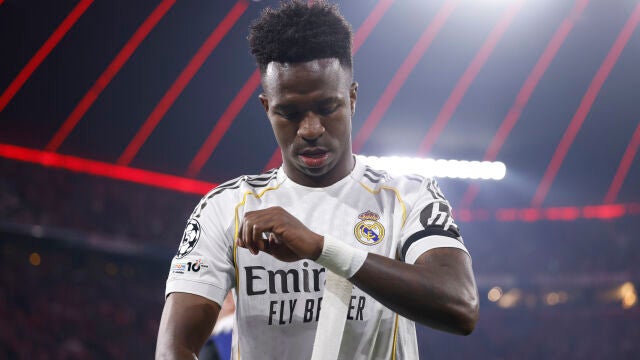Vinicius Junior of Real Madrid CF during the UEFA Champions League 2025/26 Quarter-Final Second Leg match between FC Bayern M&uuml;nchen and Real Madrid CF at Allianz Arena on April 15, 2026 in Munich, Germany. AFP7 15/04/2026 ONLY FOR USE IN SPAIN