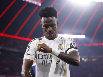 Vinicius Junior of Real Madrid CF during the UEFA Champions League 2025/26 Quarter-Final Second Leg match between FC Bayern M&uuml;nchen and Real Madrid CF at Allianz Arena on April 15, 2026 in Munich, Germany. AFP7 15/04/2026 ONLY FOR USE IN SPAIN