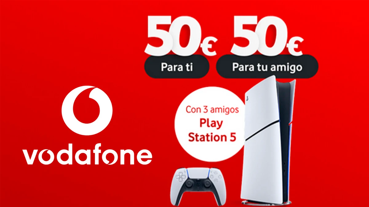 Vodafone te entrega 150 euros y una PS5 si consigues que tres amigos contraten fibra y móvil