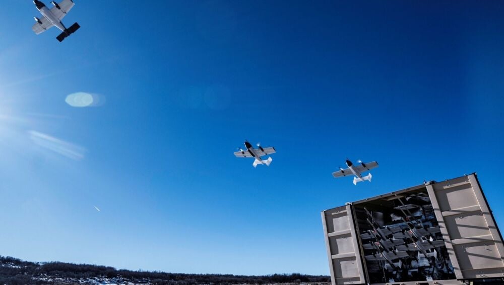Lanzamiento de drones Blitz desde un contenedor.