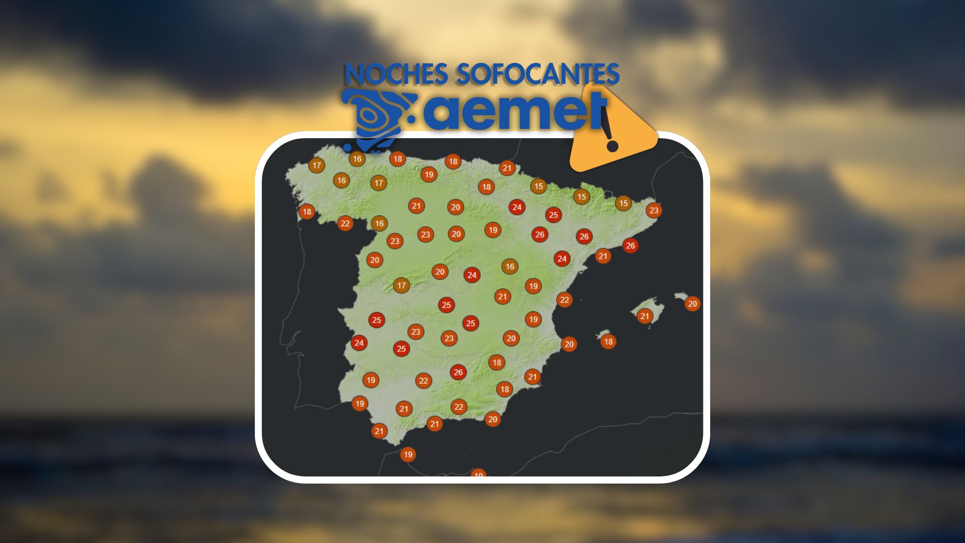 La AEMET publica un listado de 9 localidades en las que se prevén temperaturas superiores a los 25 grados esta noche