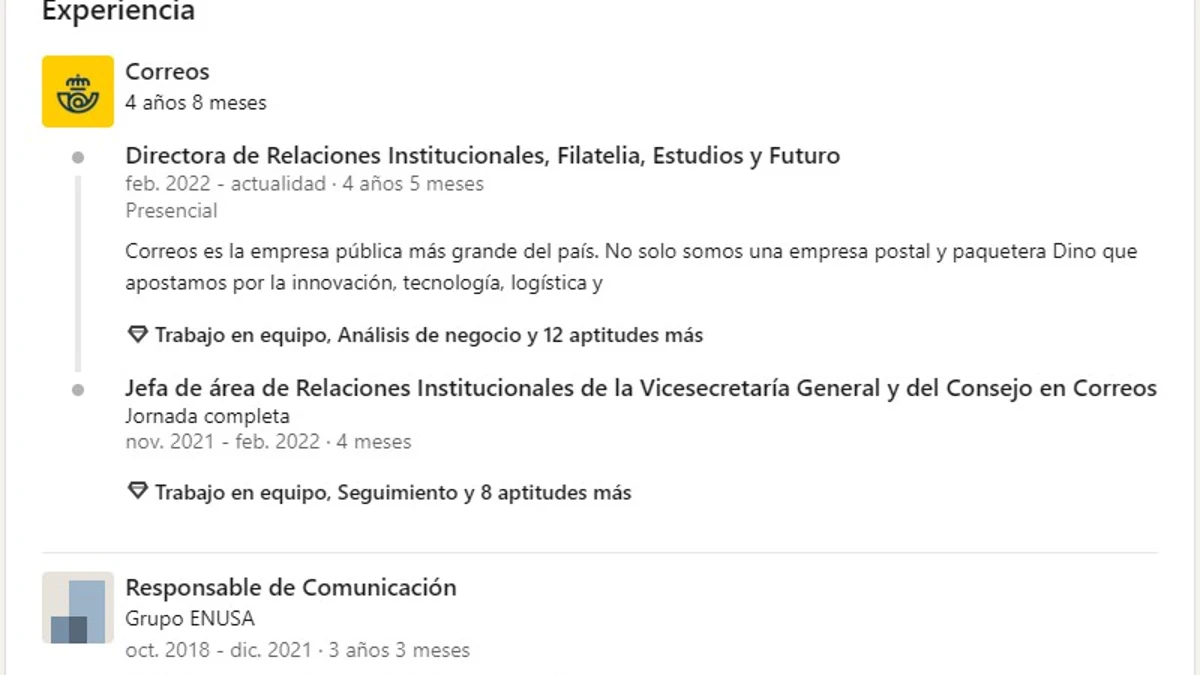 El CV de Leire Diez, fontanera del PSOE, sin actualización