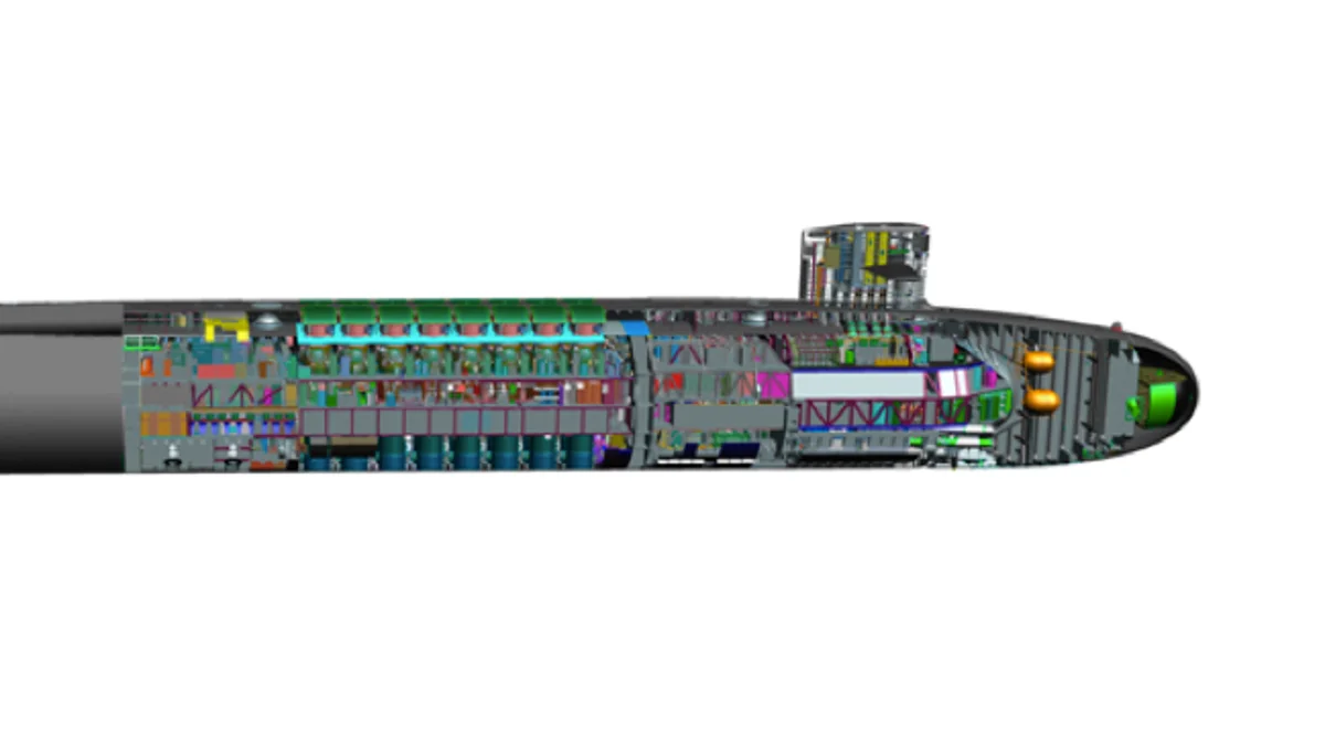Representación de lado de los sistemas navales del submarino balístico (SSBN)