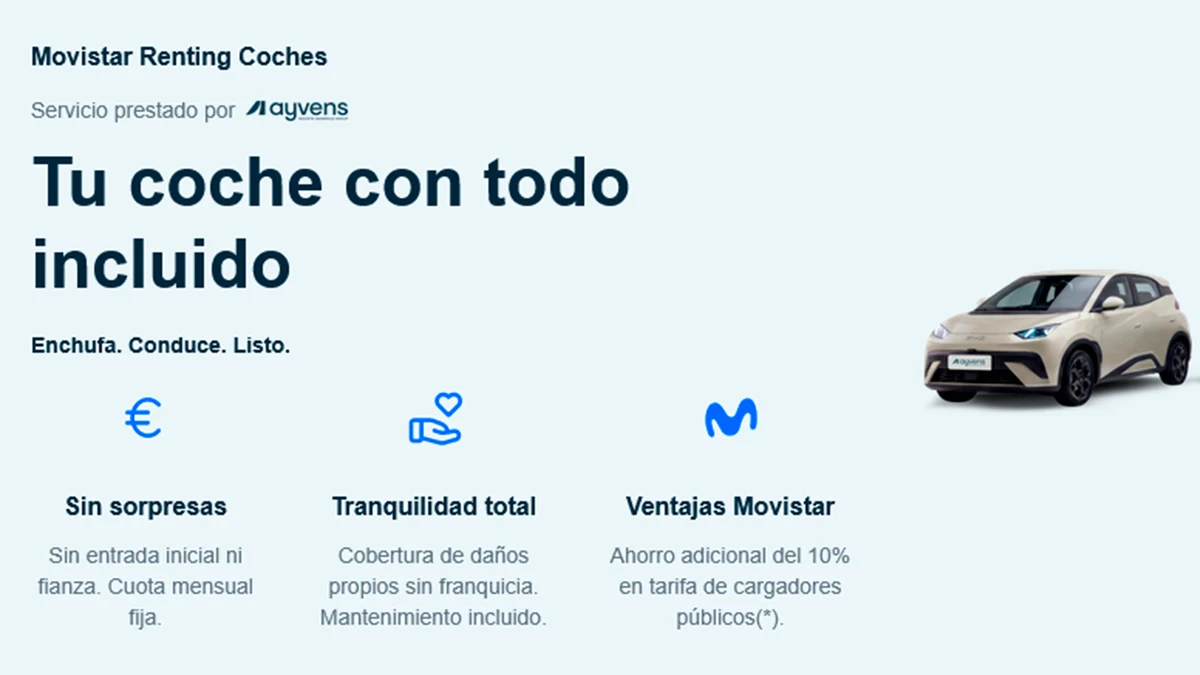 Movistar ahora ofrece coches eléctricos de Tesla, Kia o BYD en renting
