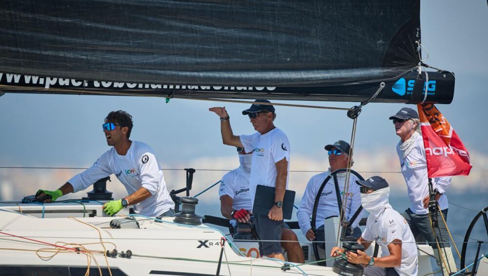 Javier Banderas, este jueves en la Copa del Rey Mapfre de vela de Palma a bordo del Teatro del Soho San Miguel