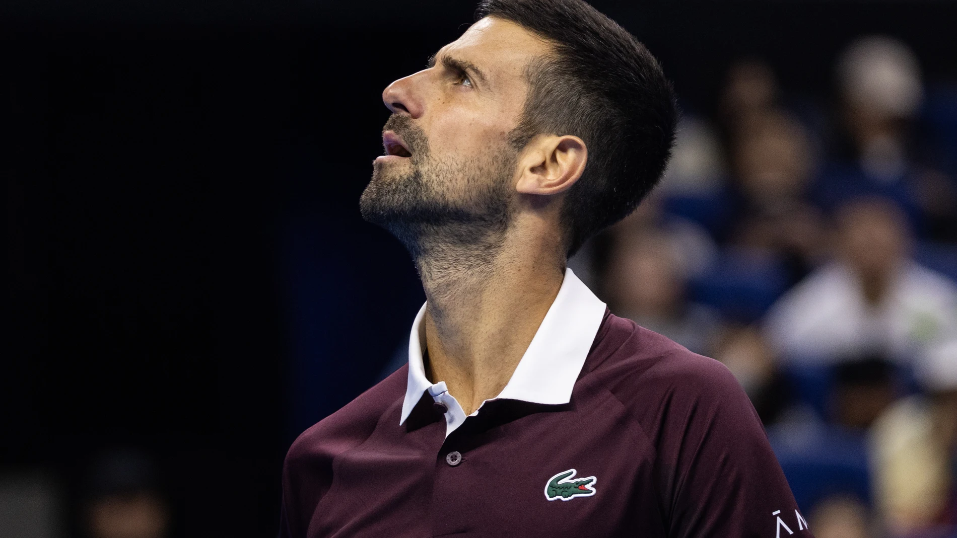 Photo: larazon.es BEIJING (China), 30/09/2026.- Novak Djokovic of Serbia reacts during his Men"s Singles match against Nuno Borges of Portugal