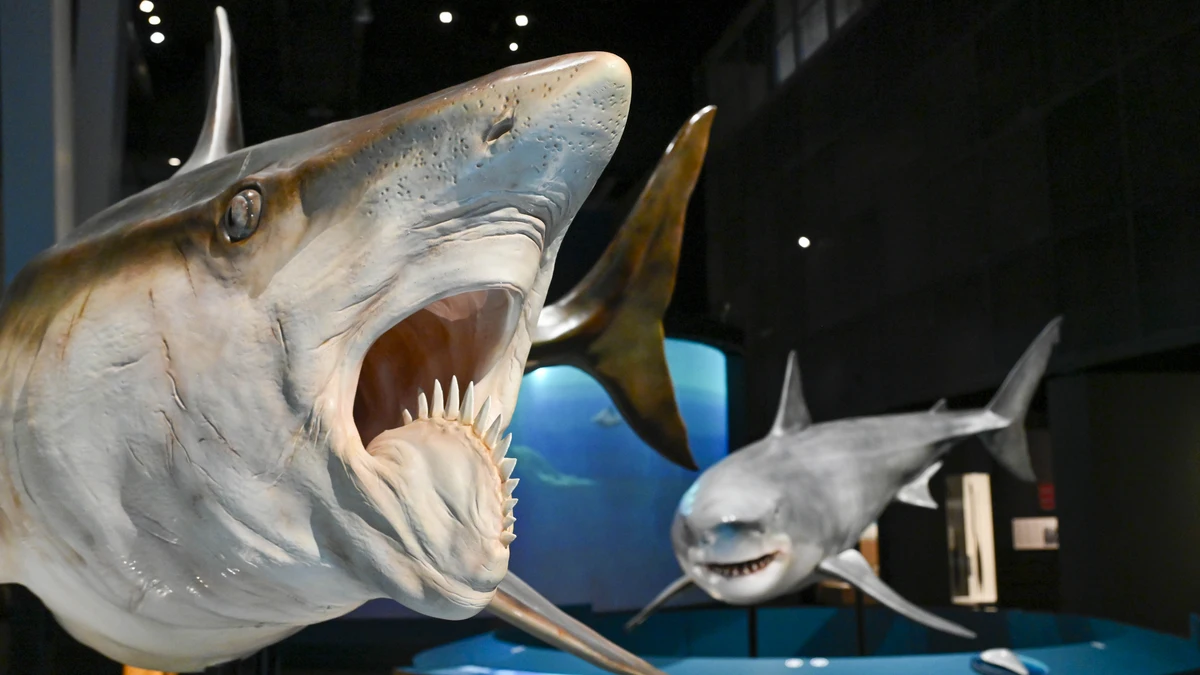 La exposición cuenta con una decena de reproducciones a tamaño real de diferentes especies de tiburones