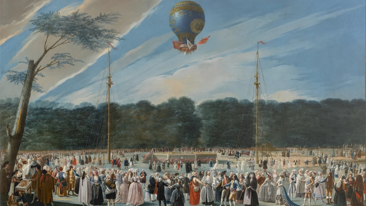 «Ascensión de un globo Montgolfier en Aranjuez», obra de Antonio Carnicero