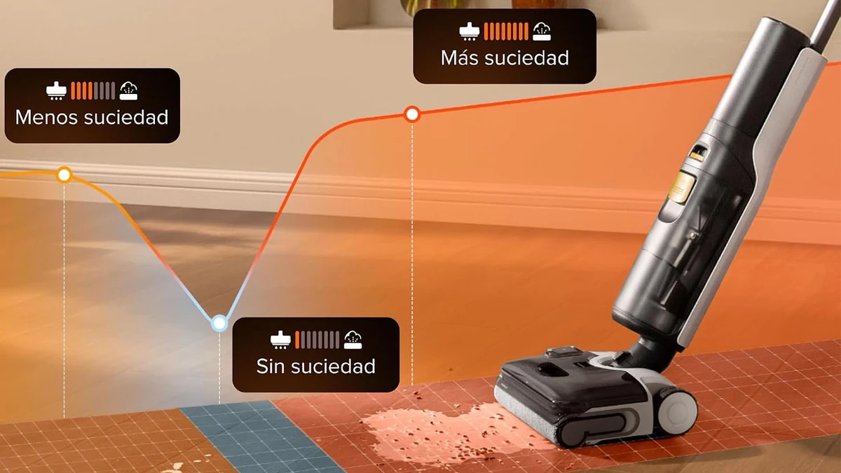Detecta el nivel de suciedad para adaptar automáticamente su potencia