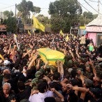Funeral del líder militar de Hizbulá Mustafa Badredín, en Siria