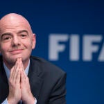 Infantino en una rueda de prensa de FIFA