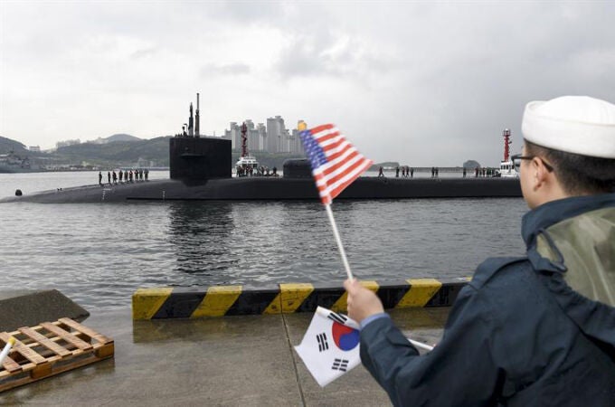 El submarino USS Michigan en Corea del Sur