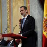 El rey Felipe VI durante su intervención en el Congreso en el 40 aniversario de la Constitución
