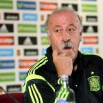 El selecionador español Vicente del Bosque, durante la rueda de prensa