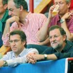 Rajoy y Feijóo en la corrida de ayer en Pontevedra