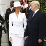 Melania y Donald Trump durante la visita de Emmanuel Macron a Washington
