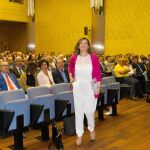 La consejera de Agricultura y Ganadería, Milagros Marcos, se dirige al atril para presentar el nuevo modelo