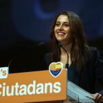 La candidata de Ciudadanos a la Generalitat, Inés Arrimadas, durante una intervención en un acto en Barcelona.