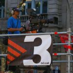 Cámara de TV3 grabando una manifestación