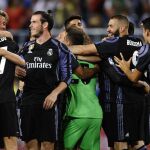 Los jugadores del Real Madrid celebran el título de Liga